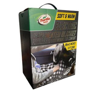 Turtle Wax Electric Car Heated Blanket 12V 59x43 Universal Travel Auto Plaid